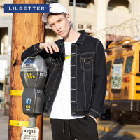 Lilbetter牛仔外套男 纯色短款翻领修身外衣简约水洗复古男士夹克