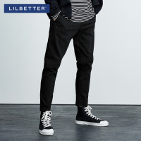 Lilbetter九分裤男 春季修身小脚裤纯色拼接哈伦裤新款男士休闲裤