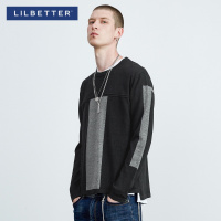 Lilbetter圆领针织衫男 时尚拼接撞色套头线衣小清新新款男士毛衣