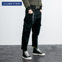 Lilbetter牛仔裤男 复古水洗小脚裤黑色直筒裤修身日系男士休闲裤