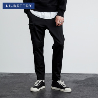 Lilbetter男士休闲裤 韩版修身哈伦裤黑色复古直筒裤小脚九分裤男