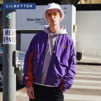 Lilbetter男士夹克 短款立领外衣拼接刺绣棒球衫飞行员外套男LB