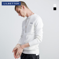 Lilbetter男士针织衫 圆领套头青年打底衫潮牌刺绣英伦修身毛衣男