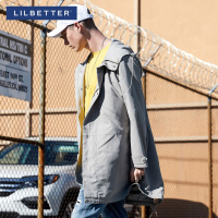Lilbetter男士风衣 春装新款中长款连帽外套个性街头宽松bf风大衣