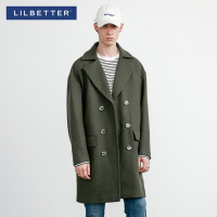 Lilbetter羊毛大衣男 冬季翻领宽松呢子外套落肩中长款毛呢风衣潮