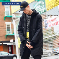 Lilbetter男士棉服 冬装新款连帽外套修身棉袄中长款加厚棉衣男潮