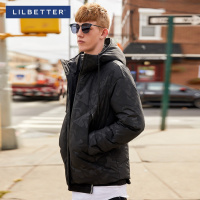 Lilbetter男士羽绒服 2017新款冬装迷彩外套韩版修身连帽羽绒衣男