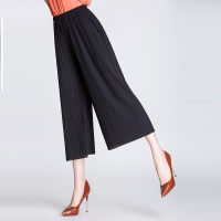 媛宿(YuanSu)妈妈装宽松雪纺阔腿裤中老年百褶裙裤中年女裤大码裤子薄夏八分裤