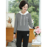 媛宿(YuanSu)中年妈妈装春秋运动套装40岁50中老年女装卫衣两件套大码上衣裤子6392