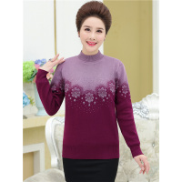 媛宿(YuanSu)中老年人毛衣女妈妈秋装长袖上衣妈妈装秋季半高领打底套头针织衫6403