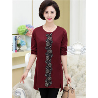 媛宿(YuanSu)妈妈装连衣裙过膝中老年春秋装中长款大码裙子中年女装百搭打底衫6407
