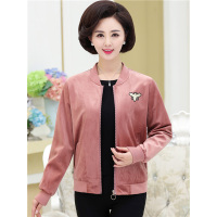媛宿(YuanSu)妈妈春装外套40-50岁中年女装短款夹克中老年春秋金丝绒长袖上衣6412