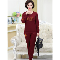 媛宿(YuanSu)中年妈妈秋装气质套装40-50岁中老年女装春秋长袖两件套2018新款6413