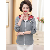 媛宿(YuanSu)气质中老年秋装女上衣新款妈妈春秋外套40-50岁中年连帽夹克薄款6450