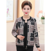 媛宿(YuanSu)妈妈秋装外套女40岁50中老年春秋短款夹克2018新款潮中年服装上衣6422