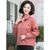 媛宿(YuanSu)中老年秋装女外套新款2018中年夹克衫时尚妈妈春秋短款翻领上衣服6466