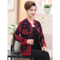 媛宿(YuanSu)中老年女秋装毛衣外套60-70岁奶奶装加肥加大码妈妈针织开衫夹克6472