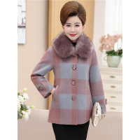 媛宿(YuanSu)妈妈秋装毛呢外套女40-50岁中老年女装呢子大衣新款大码加厚上衣6533