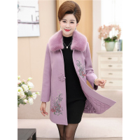 媛宿(YuanSu)中老年妈妈装冬季妮子大衣套装中年女装秋冬新款毛呢外套40-50岁6534