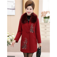 媛宿(YuanSu)中老年妈妈装冬季妮子大衣套装中年女装秋冬新款毛呢外套6534