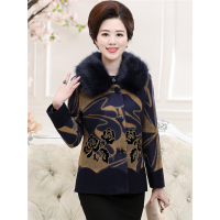 媛宿(YuanSu)妈妈秋装毛呢外套40-50岁冬季厚新款中年女装秋冬装棉衣中老年女6542