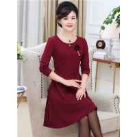 媛宿(YuanSu)妈妈秋装长袖连衣裙时尚气质2018新款40-50岁中年人妇女春秋裙子6495