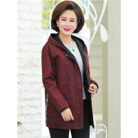 媛宿(YuanSu)妈妈秋装长袖风衣新款中老年女装中长款连帽外套春秋中年女上衣秋6503