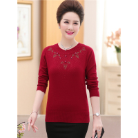 媛宿(YuanSu)中年女秋装打底衫中老年妈妈装春秋毛衣大码长袖针织衫40岁50线衣6513