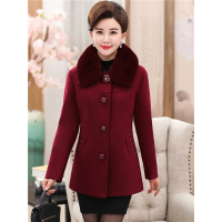 媛宿(YuanSu)妈妈秋冬装毛呢外套40岁50中老年女装衣服加厚上衣中年女妮子大衣6560
