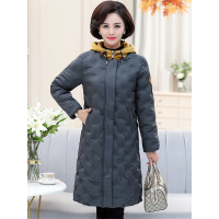 媛宿(YuanSu)2018冬装新款妈妈装中长款连帽棉服外套冬季40岁45女装韩版棉袄6567