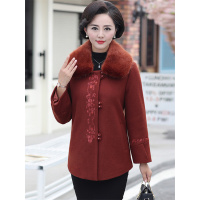 媛宿(YuanSu)妈妈冬装毛呢外套40岁50中老年人女装气质秋冬呢上衣2018新款大衣6570