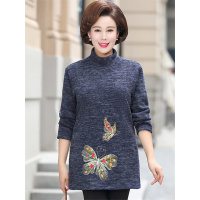 媛宿(YuanSu)中老年女装加绒打底衫中长款秋冬装绒衫t恤中年妈妈加厚保暖内衣6578