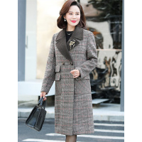 中老年女秋冬装毛呢外套大码2018新款中年女气质冬装妈妈长款上衣6592