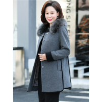 妈妈秋冬外套呢子上衣2018新款40岁50中老年女毛领短款毛呢衣服厚6593