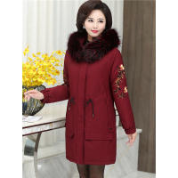 中老年女装冬装棉衣外套中长款洋气绣花上衣妈妈秋冬加厚羽绒棉服6595