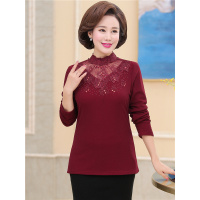 中老年女秋冬加绒加厚打底衫短款长袖保暖上衣T恤40-50岁妈妈秋衣6603