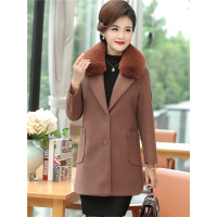 中老年女秋冬中长款毛呢外套40岁50中年妈妈冬装加厚洋气呢子大衣6662