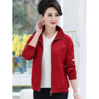 媛宿(YuanSu)妈妈装休闲短款外套拉链衫2019春秋新款长袖上衣中老年女装夹克衫6708