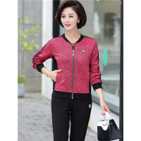 媛宿(YuanSu)中老年女装长袖上衣40岁50时尚夹克外套妈妈春装运动套装薄两件套6731