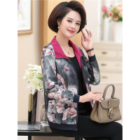 媛宿(YuanSu)中老年女春秋薄款休闲夹克衫中年人秋装宽松双面穿妈妈装风衣外套6729