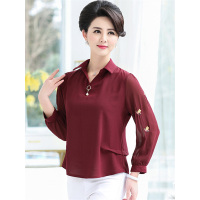 媛宿(YuanSu)中老年女装春装长袖T恤40岁50妈妈春秋小衫薄上衣新款洋气打底衫6758