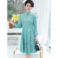 媛宿(YuanSu)中老年女装春装连衣裙蕾丝改良旗袍裙子妈妈装春秋长袖裙子中长款6751