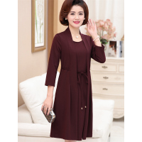 媛宿(YuanSu)中年人春季大码40岁中老年长袖裙子妈妈装连衣裙春秋冬装新款女装6764