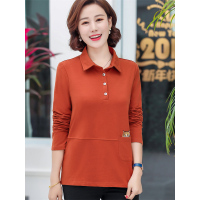 媛宿(YuanSu)妈妈春装上衣气质中年女式衬衫2019新款春秋中老年人时尚长袖t恤6813