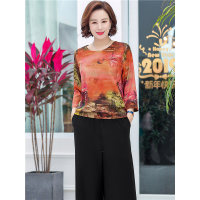 媛宿(YuanSu)妈妈装春装套装七分袖新款时尚40岁50中老年人女春季两件套套装女6815