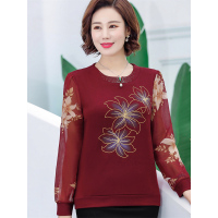 媛宿(YuanSu)妈妈装春装长袖T恤中老年女装50岁2019新款洋气衬衫上衣气质秋6814