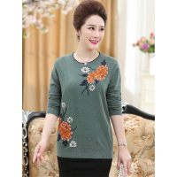 媛宿(YuanSu)2019秋季新款中老年女装打底针织衫中年女妈妈装秋装长袖上衣套头6810