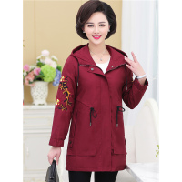 媛宿(YuanSu)妈妈春装外套胖2019新款高贵洋气上衣大码宽松中老年风衣女中长款6833