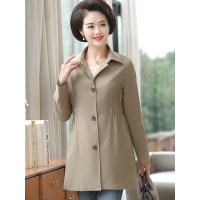媛宿(YuanSu)妈妈洋气高贵中长款外套30岁40中年女春装时尚中老年春秋翻领风衣6837