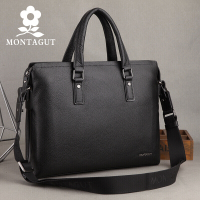 梦特娇MONTAGUT男士单肩包 商务牛皮手提包 经典时尚休闲斜跨公文包 时尚潮流平板包